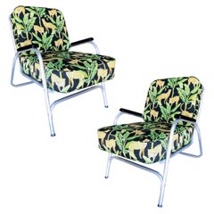 Mid Century Aluminum Patio/Outdoor Lounge Chair, Pair