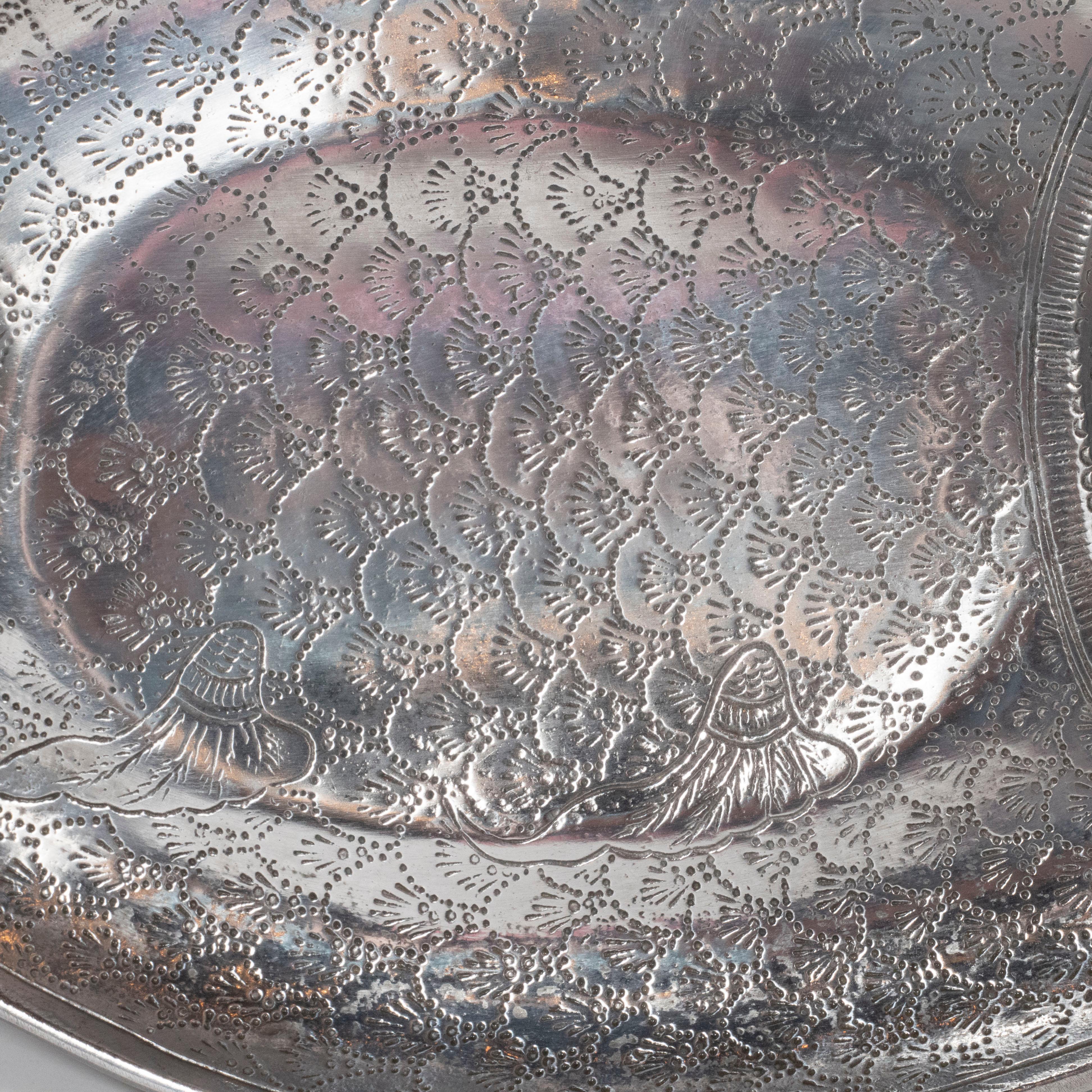 Mid-Century Modern Midcentury Aluminum Stylized Fish Tray with Green Stone Eye by Arthur Court