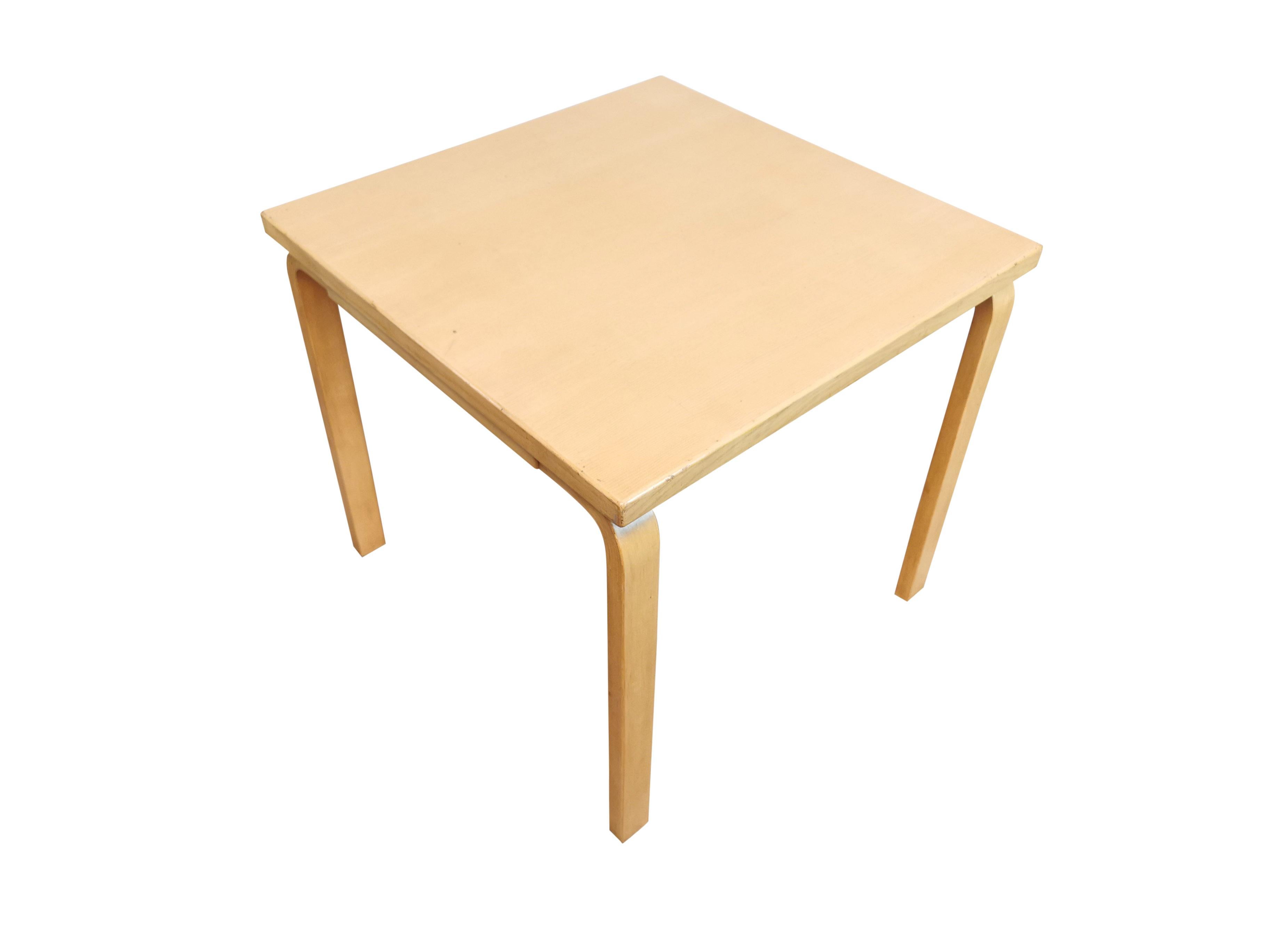 Finnish Midcentury Alvar Aalto for Artek Birchwood Square Table Desk