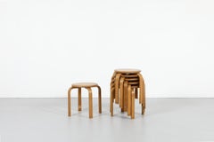 Mid-Century Alvar Aalto Style Stackable Stools, Bent Laminated Birch
