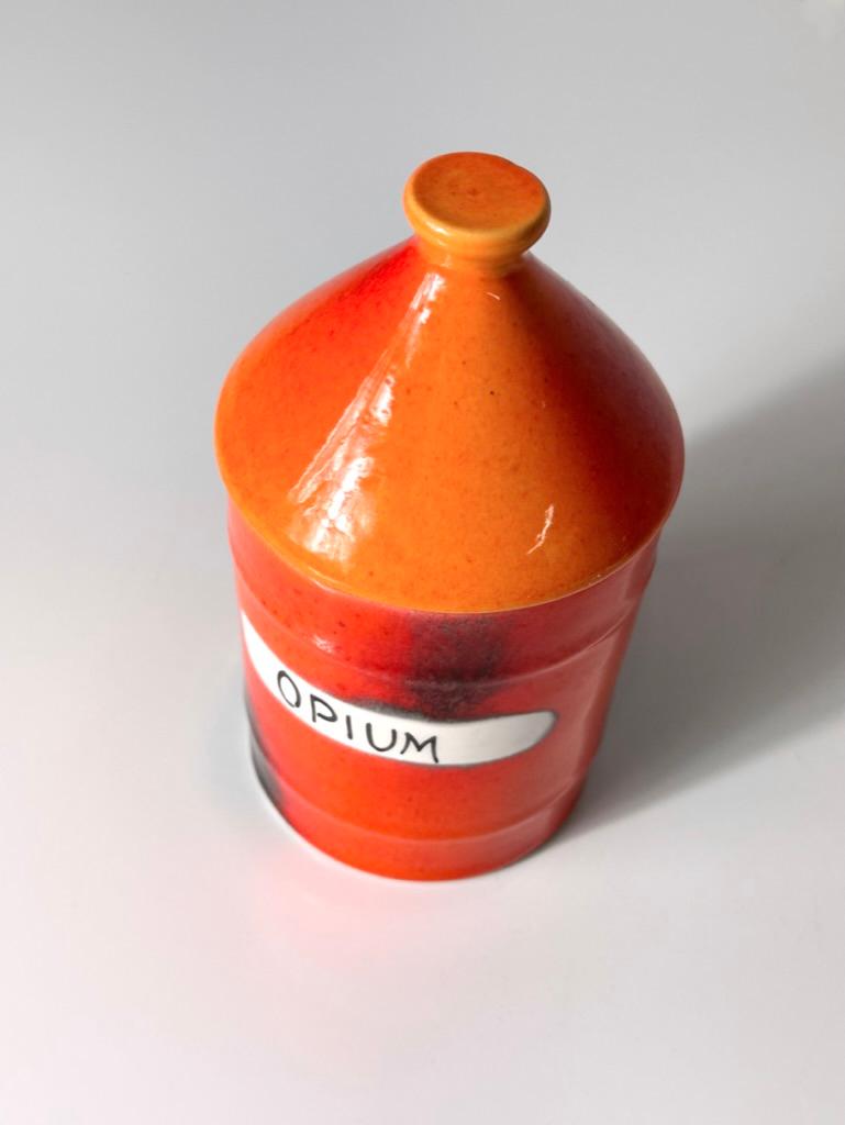 Mid-20th Century Mid Century Alvino Bagni for Raymor Italian Ceramic Opium Dope Vice Jar 1960s For Sale