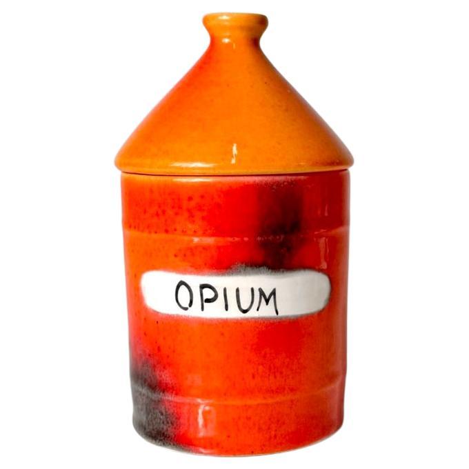 Mid Century Alvino Bagni for Raymor Italian Ceramic Opium Dope Vice Jar 1960s For Sale