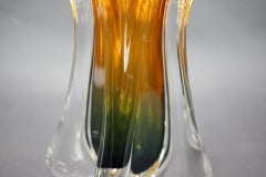 Mid-Century Amber and Green Art Glass Vase by Josef Hospodka, 1960s