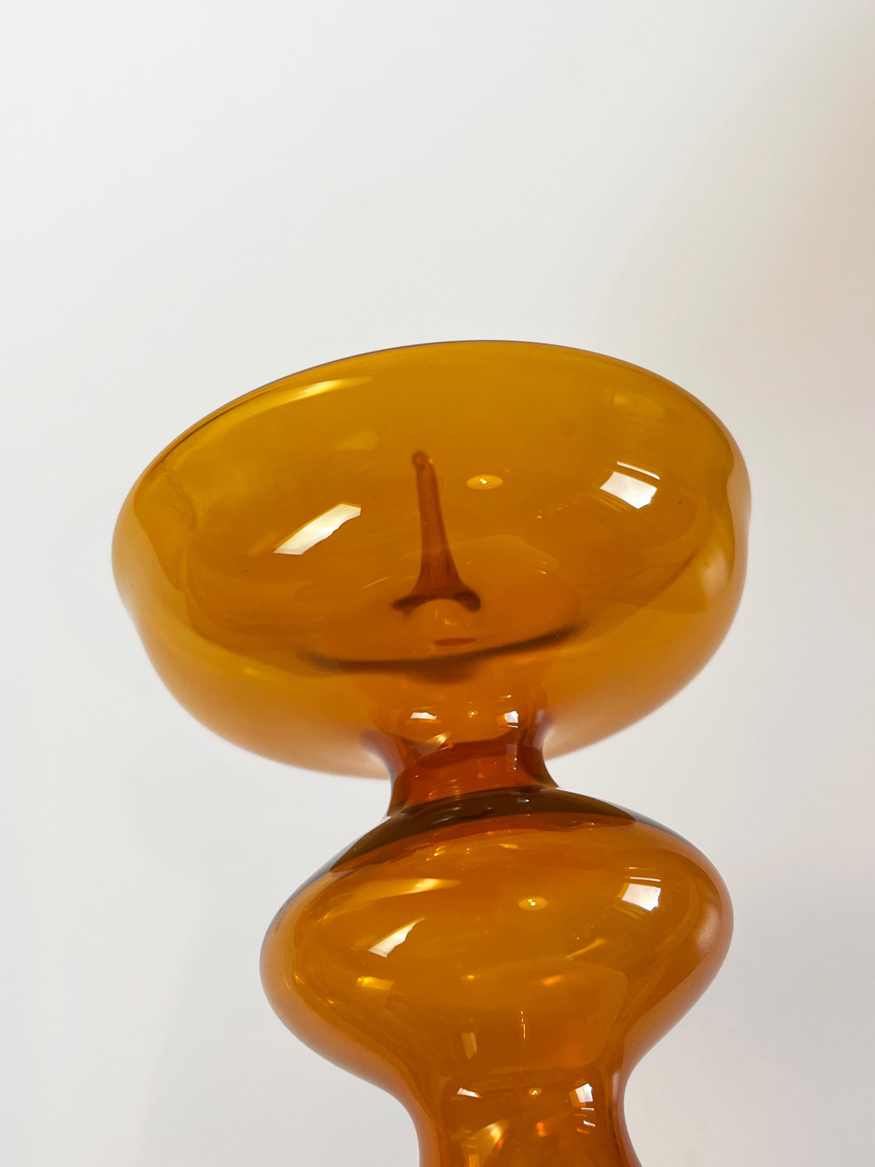 Mid-Century Amber Art Glass Candlestick by Albin Schaedel 1960s, Eastern Germany 2