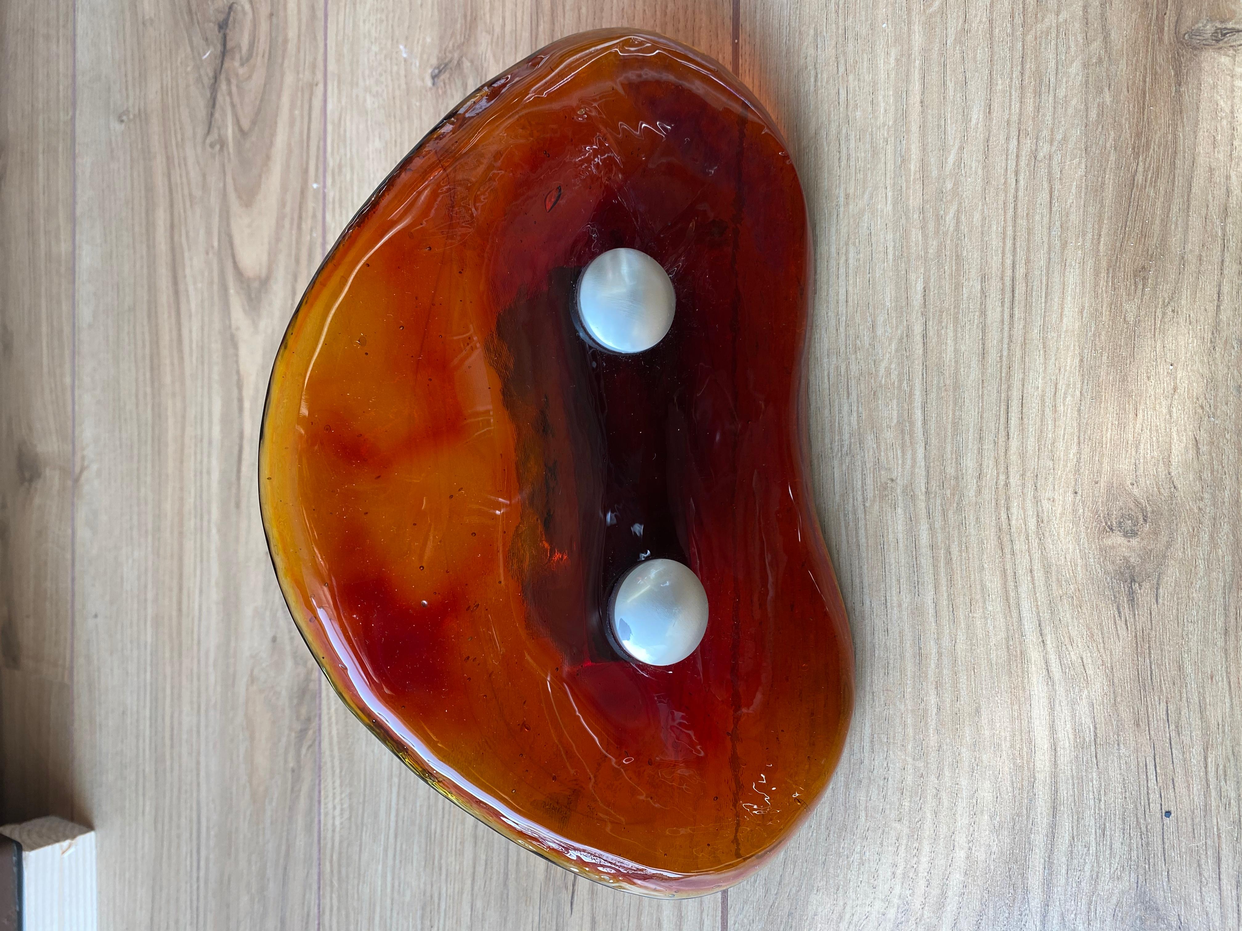 Post-Modern Midcentury Amber Colored Glass Door Handle, France For Sale