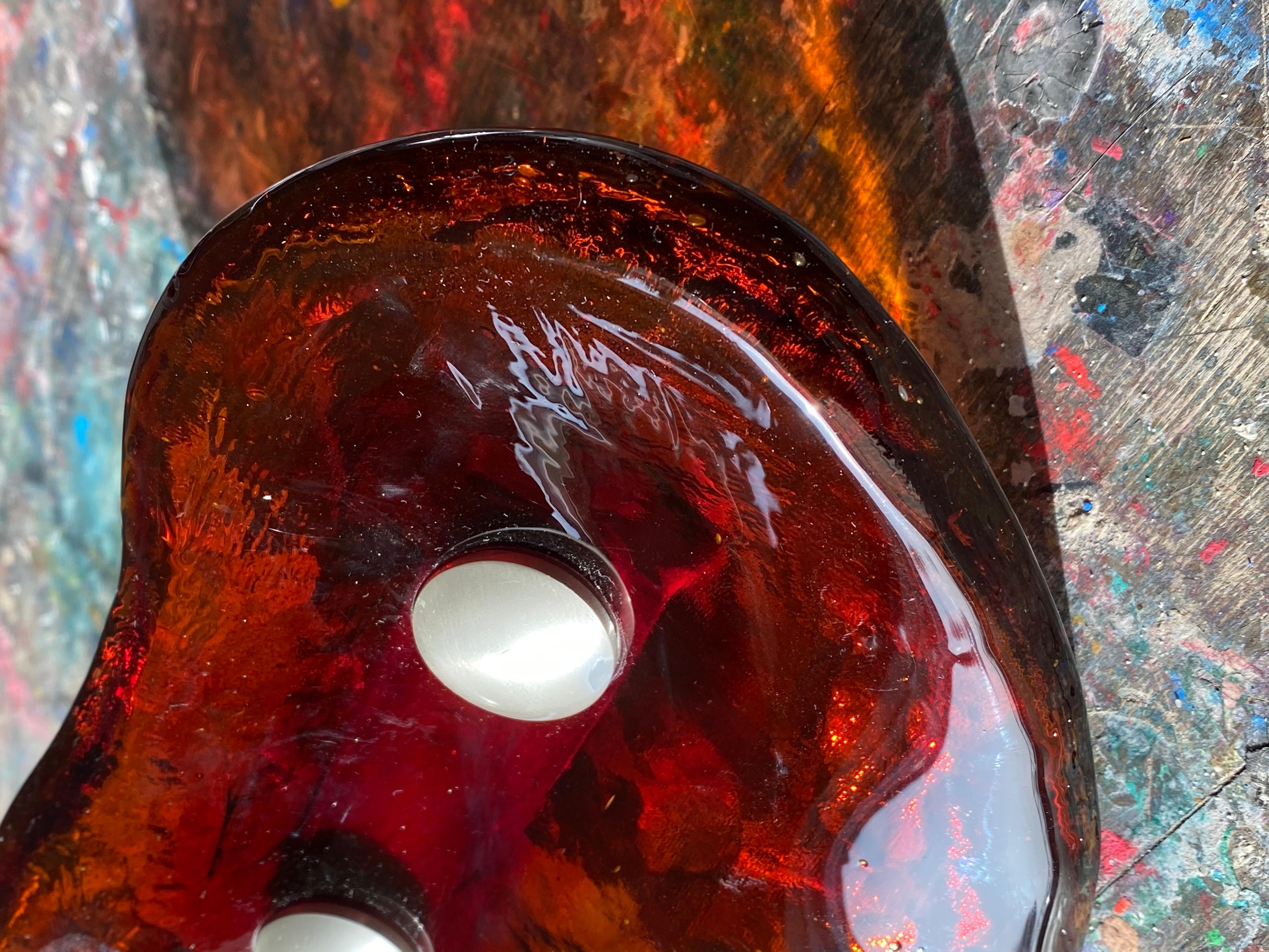 Verre Poignée de porte en verre ambré du milieu du siècle, France en vente