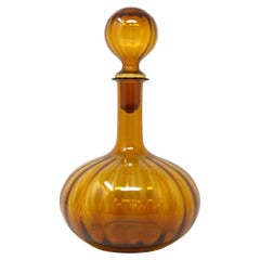 Mid-century Amber Genie Bottle Decanter, Italian Art Glass Style