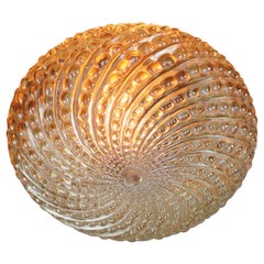 Mid-Century Amber Glass Flush Mount Sconce By Helena Tynell, Glashütte Limburg