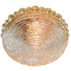 Mid-Century Amber Glass Flush Mount Sconce By Helena Tynell, Glashütte Limburg