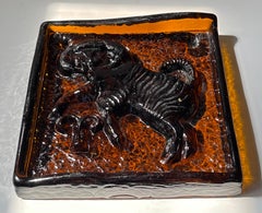 Mid-Century Amber Glass Zodiac Block – Capricorn by Zabkowice
