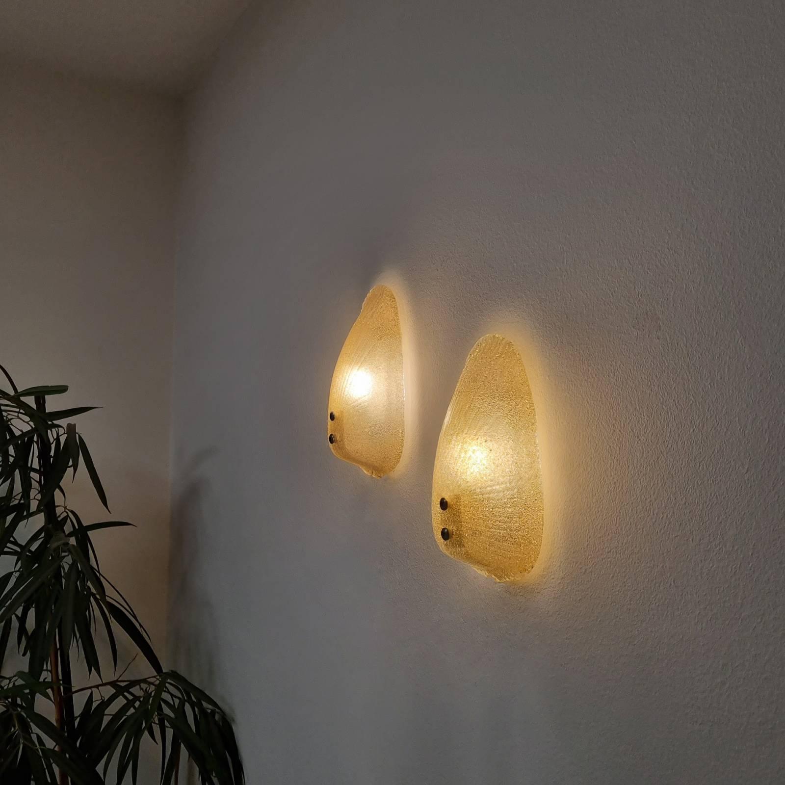 Mid Century Amber Graniglia Wall Sconces by Mazzega, Italy 60s Pair For Sale 3