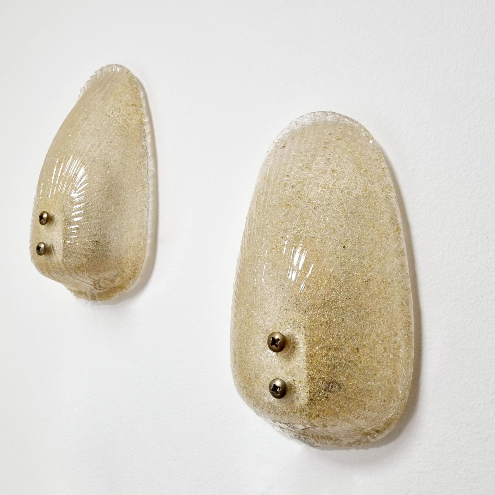 Mid-Century Modern Mid Century Amber Graniglia Wall Sconces by Mazzega, Italy 60s Pair For Sale