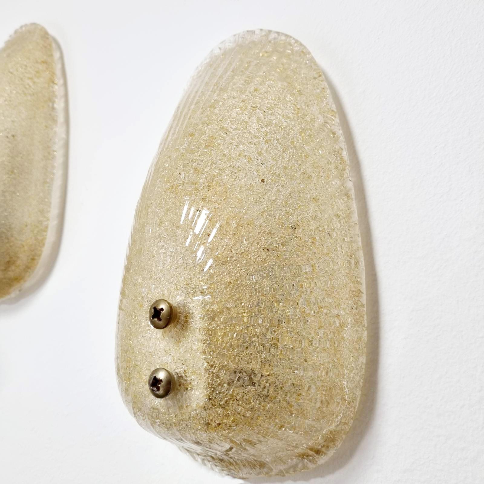 Mid-20th Century Mid Century Amber Graniglia Wall Sconces by Mazzega, Italy 60s Pair For Sale