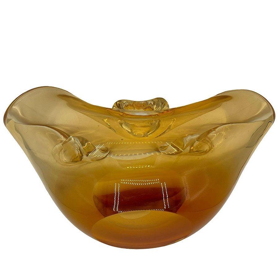 Mid-century Amber Honey Murano Ashtray Attributed to Archimede Saguso For Sale 1