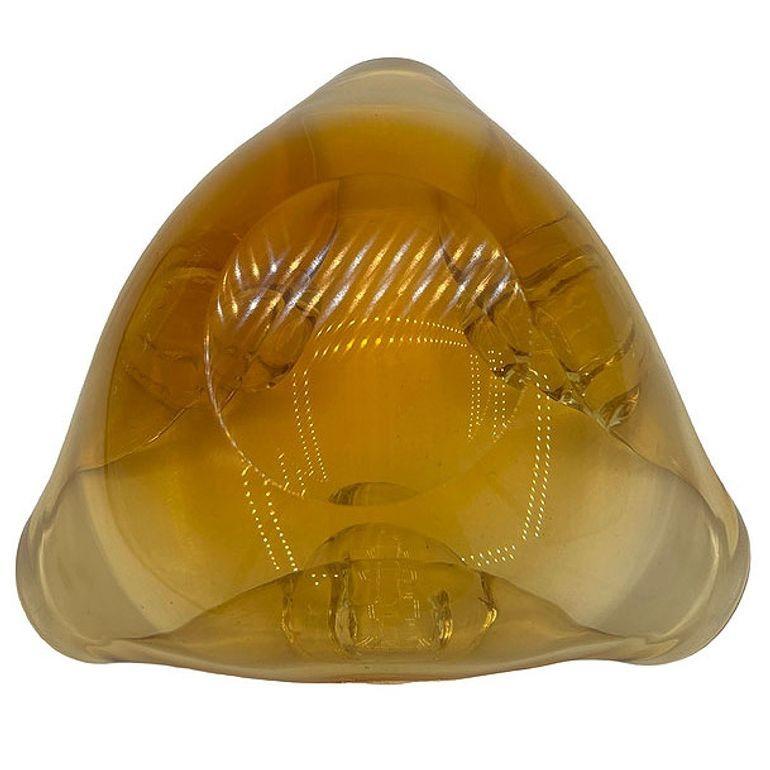 Mid-century Amber Honey Murano Ashtray Attributed to Archimede Saguso For Sale 2