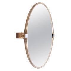 Mid Century Amber Lucite Swing-Arm Wall Mirror, France, C.1970