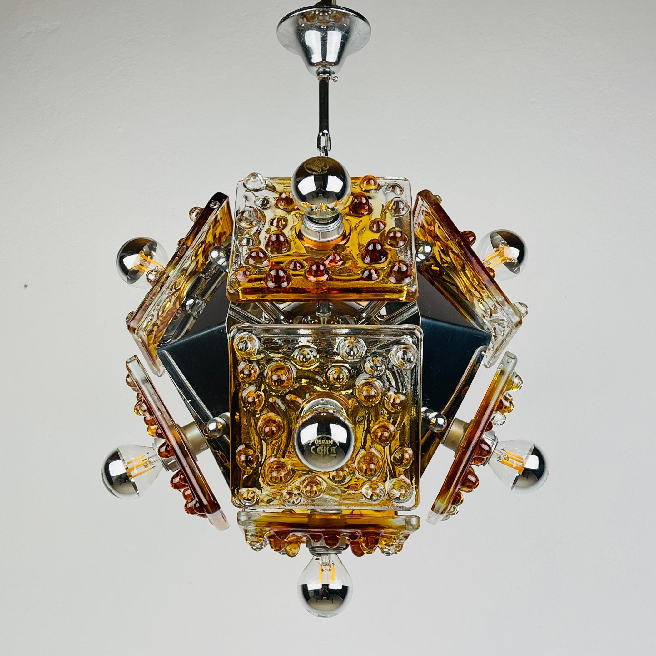 Mid-century amber Murano chandelier by AV Mazzega Italy 1970s For Sale 5