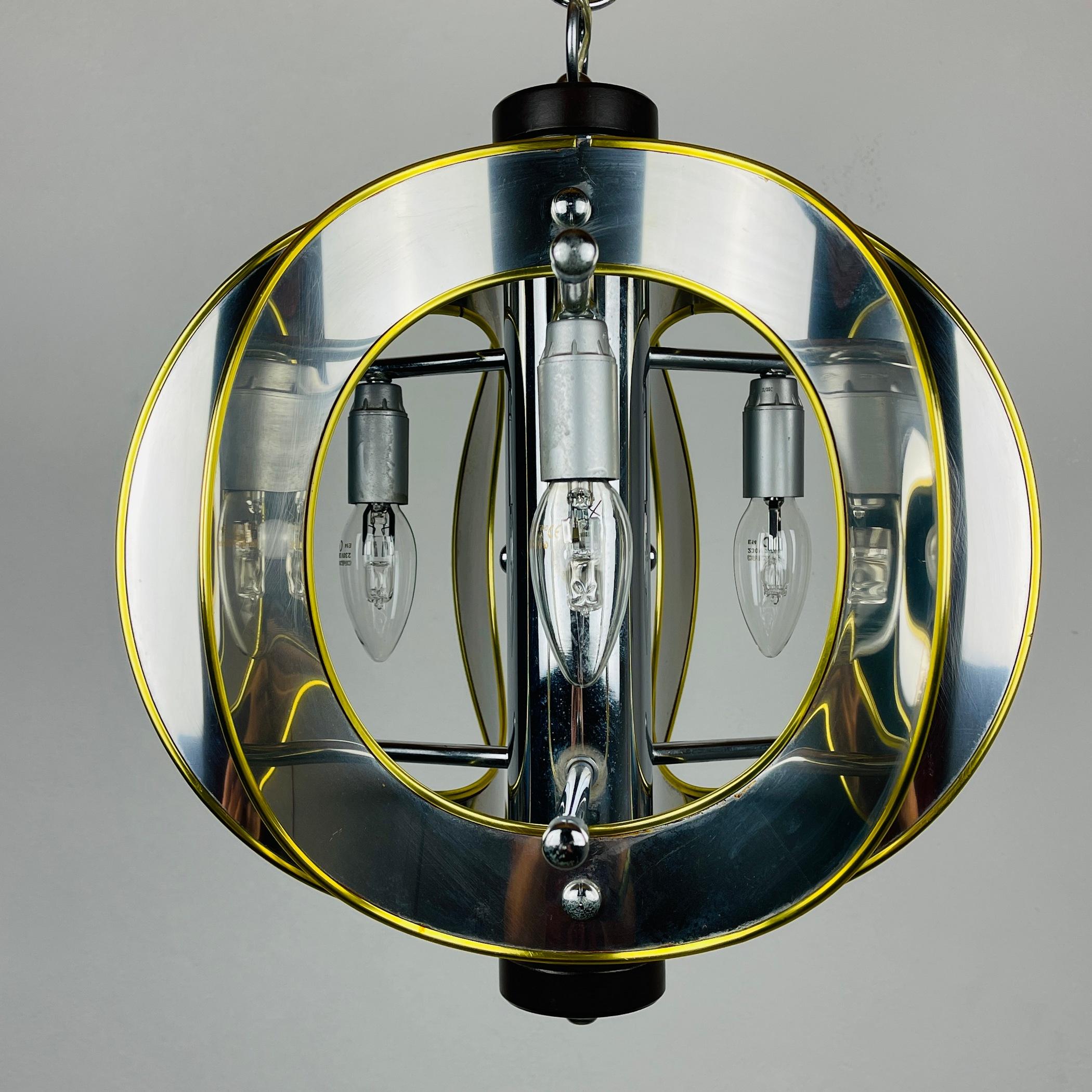 Mid-Century Amber Murano Chrome Chandelier by Toni Zuccheri for VeArt Italy 1970 For Sale 6