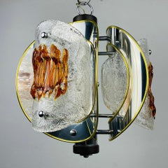 Mid-Century Amber Murano Chrome Chandelier by Toni Zuccheri for VeArt Italy 1970