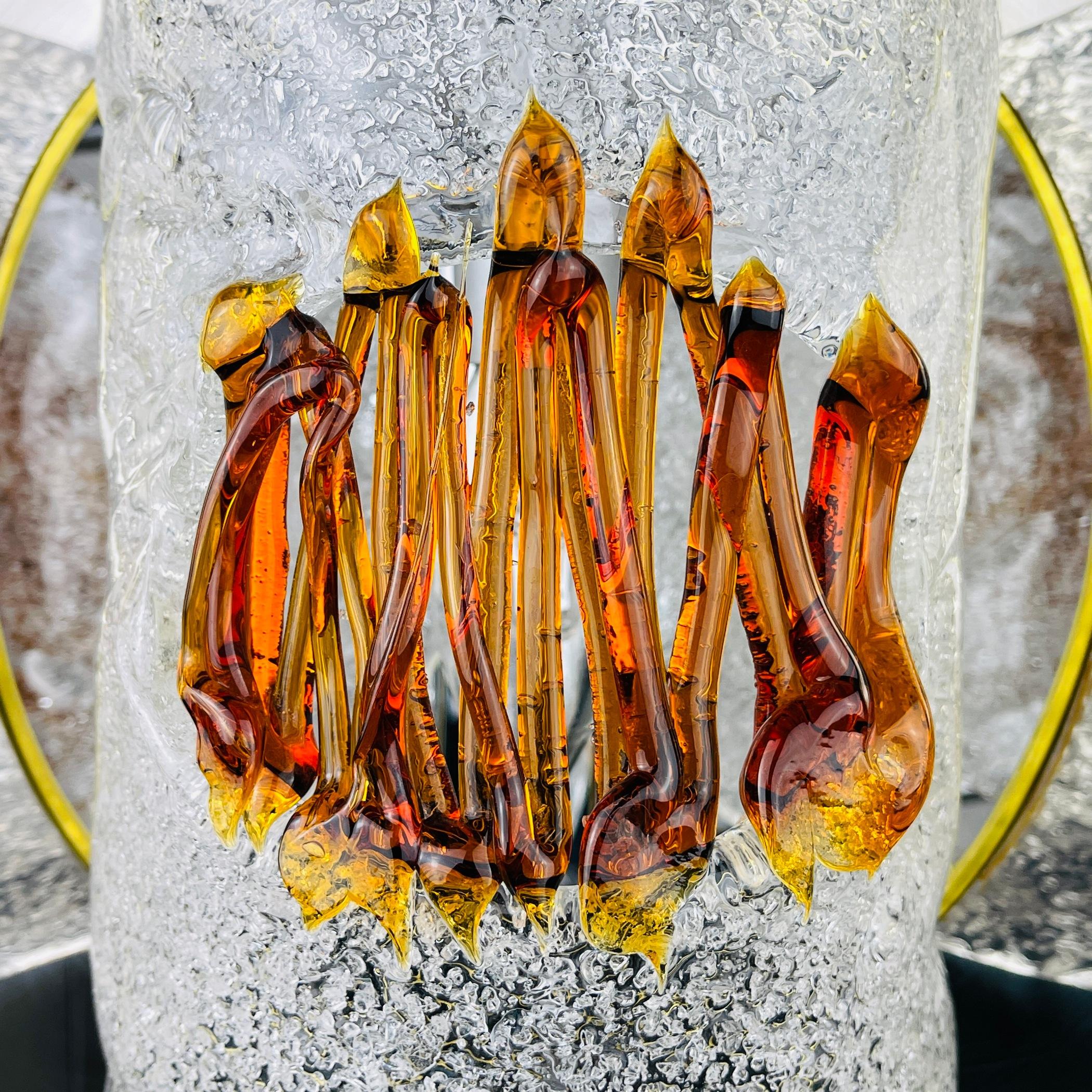 Murano Glass Mid-Century Amber Murano Chrome Chandelier by Toni Zuccheri for VeArt Italy 1970 For Sale