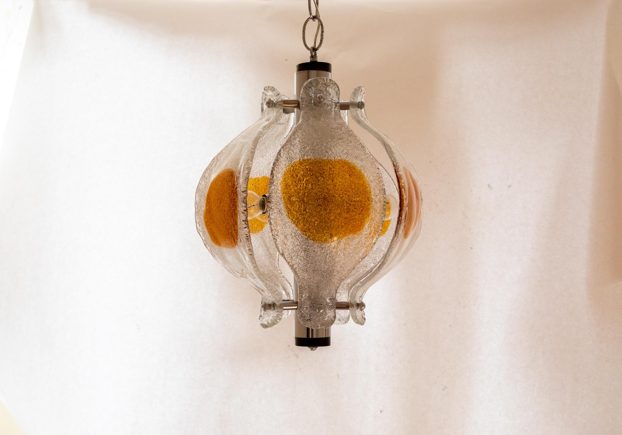 Mid-Century moderno Lampadario in vetro di Murano della metà del secolo scorso di Mazzega Murano, Italia, anni '70 in vendita