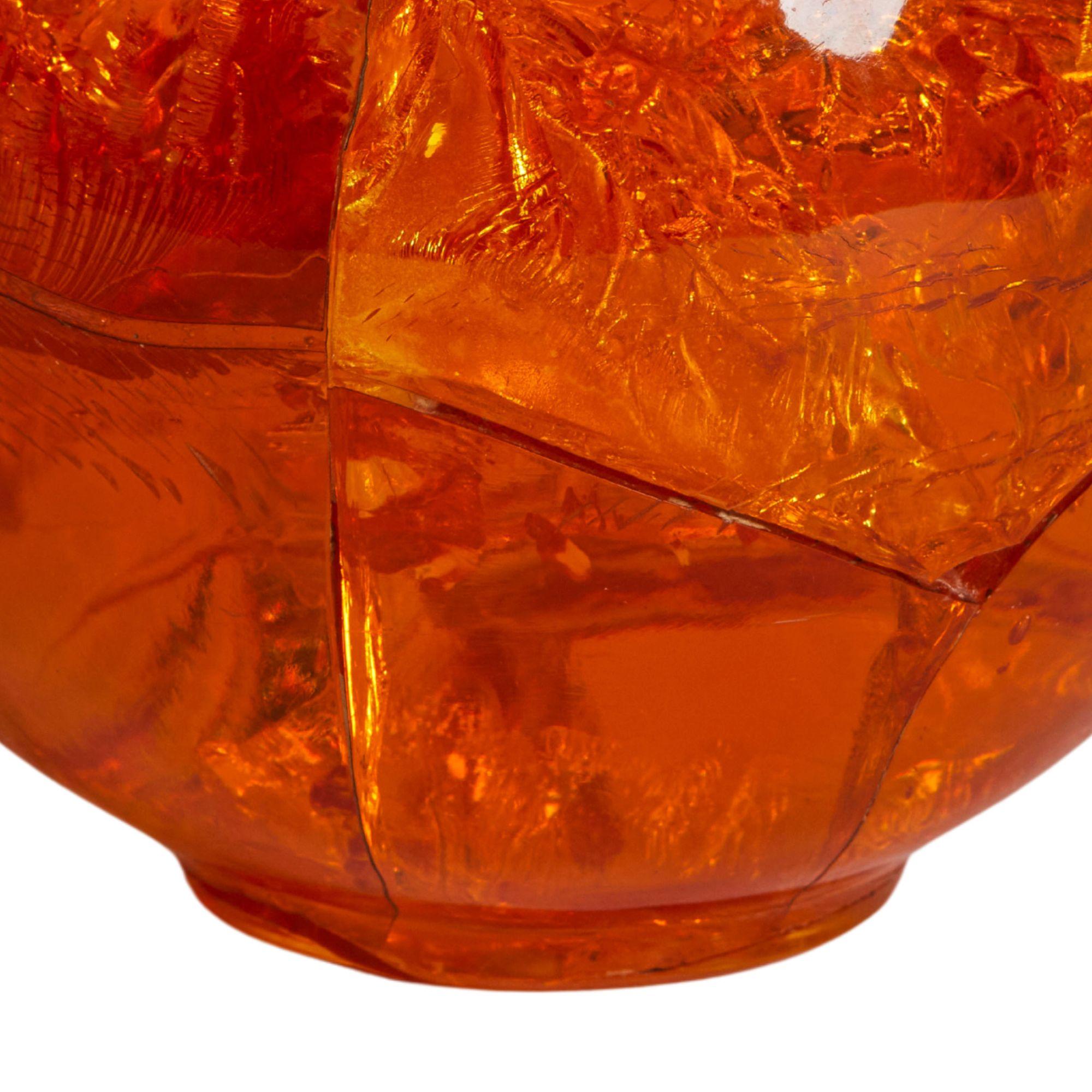 French Mid Century Amber Pierre Giraudon Fractures Resin Sphere, France 1970s