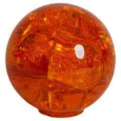 Mid Century Amber Pierre Giraudon Fractures Resin Sphere, France 1970s