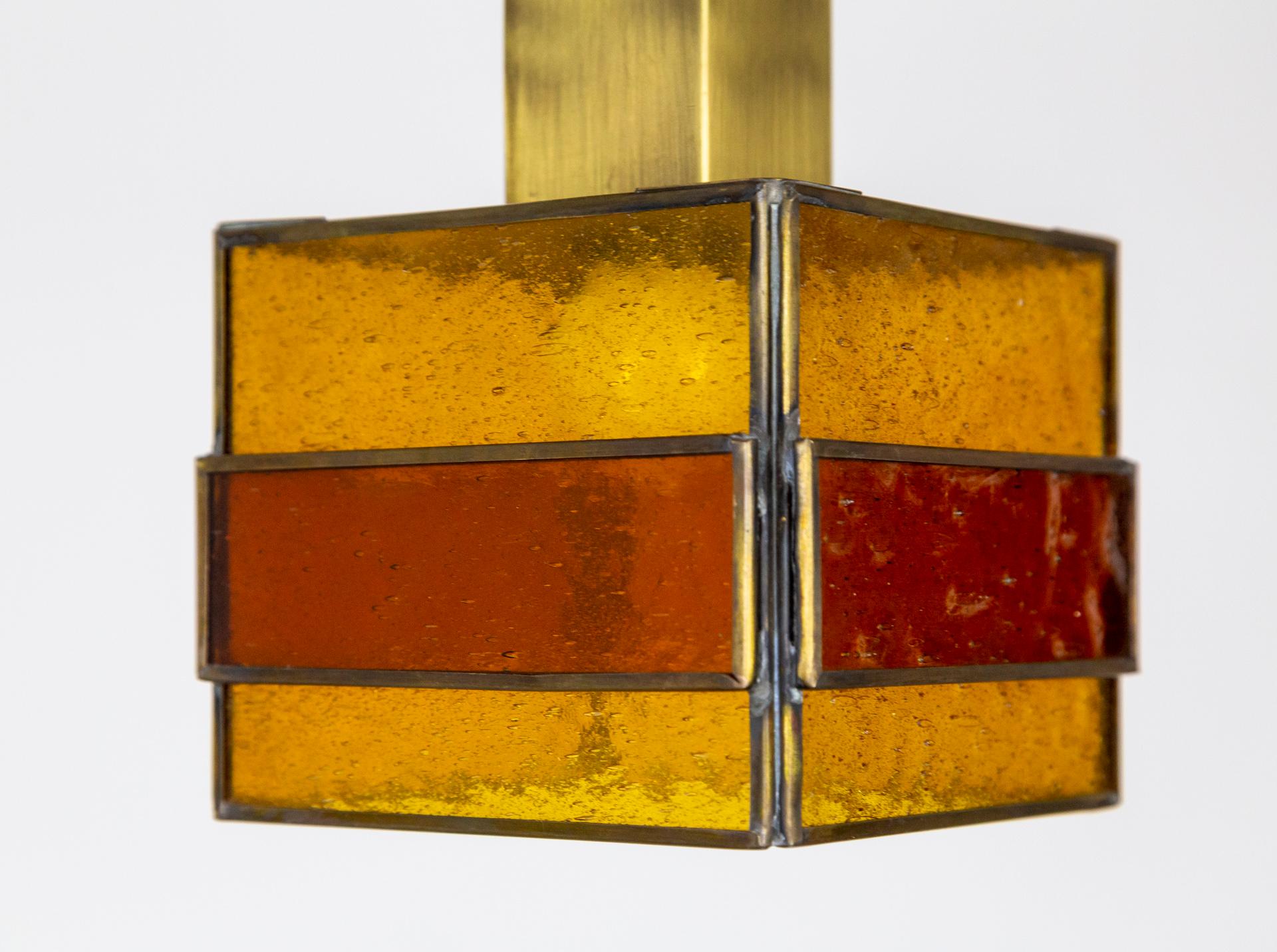 MCM Amber Stained Glass Geometric Sconce & Semi Flush Mount Ceiling Lights 4