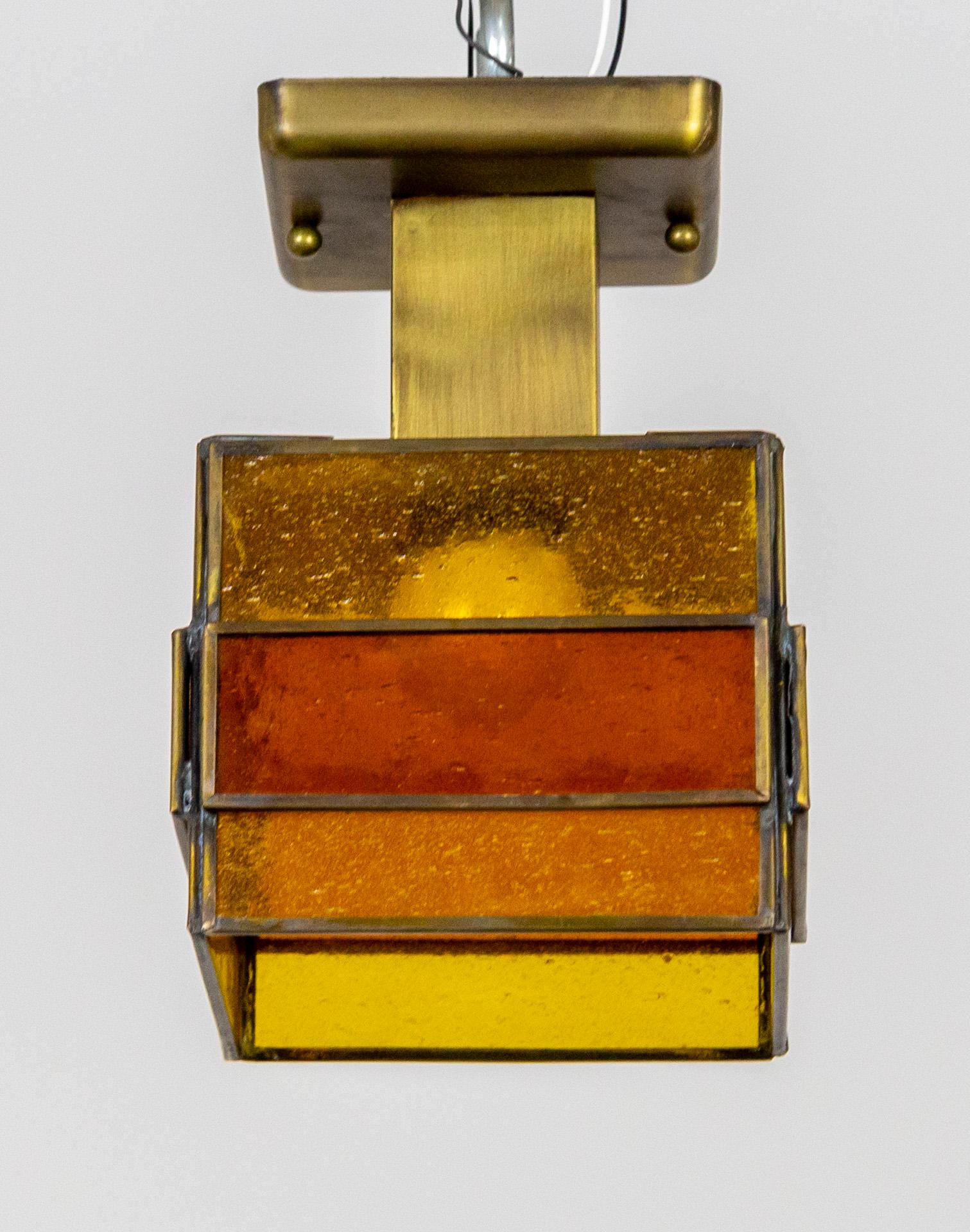 MCM Amber Stained Glass Geometric Sconce & Semi Flush Mount Ceiling Lights 6
