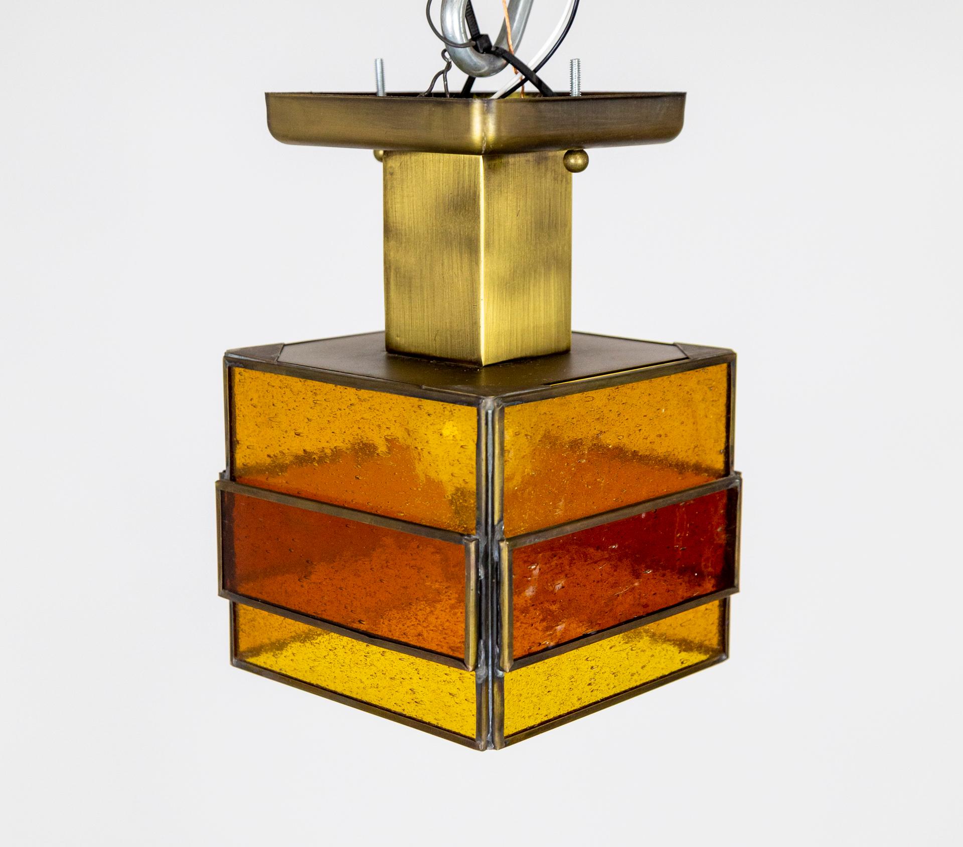 MCM Amber Stained Glass Geometric Sconce & Semi Flush Mount Ceiling Lights 7