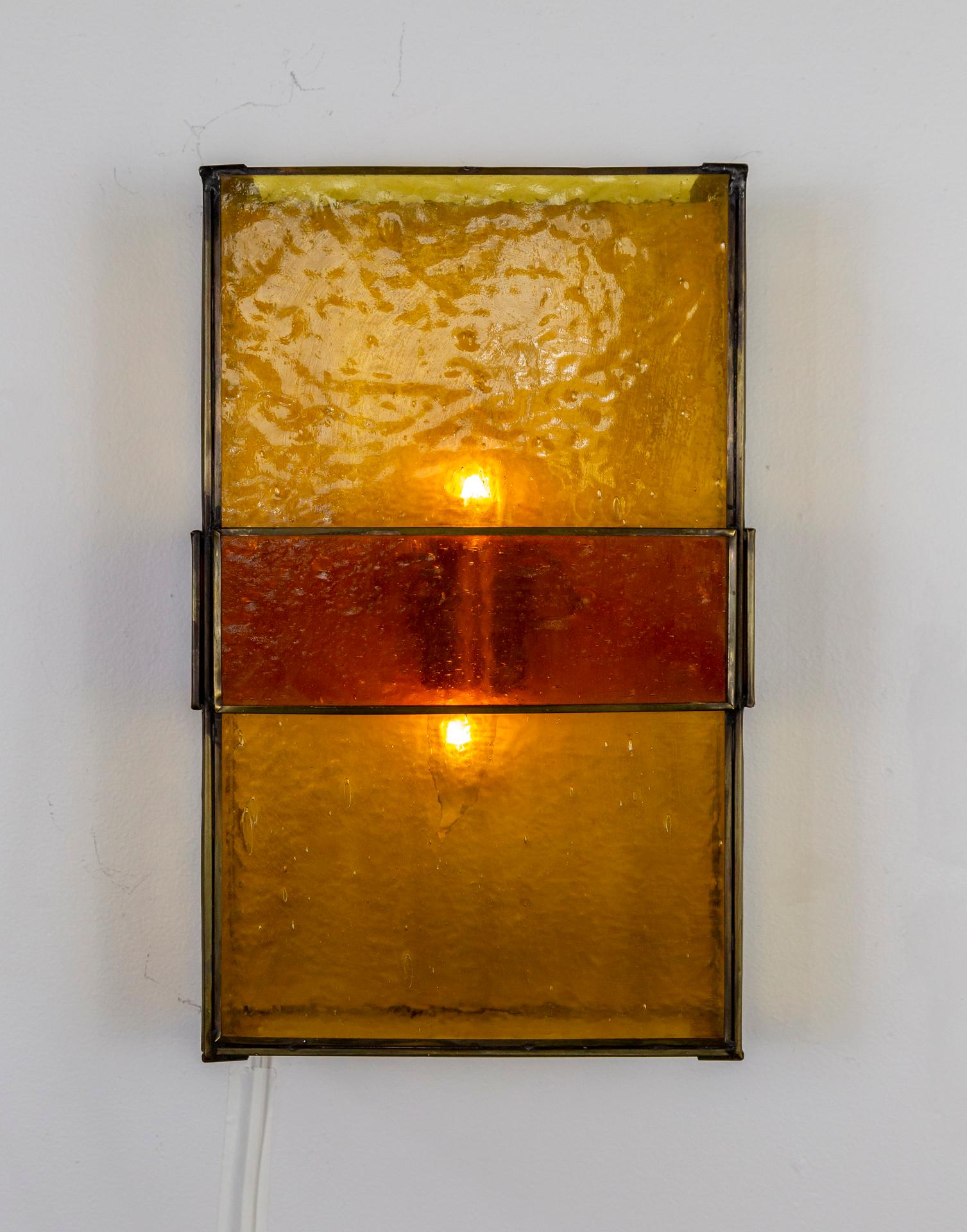 MCM Amber Stained Glass Geometric Sconce & Semi Flush Mount Ceiling Lights 2