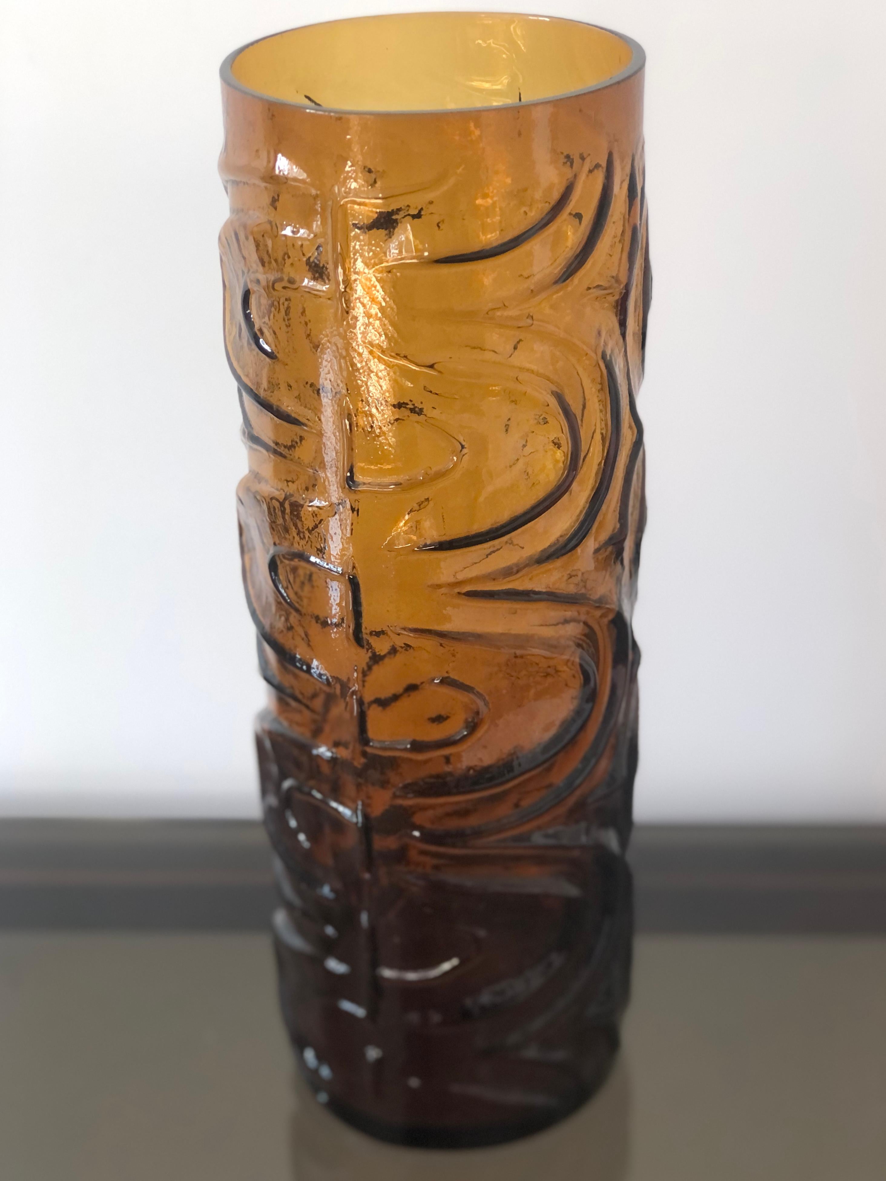 Mid-Century Modern Midcentury Amber Vase by Empoli, Italy For Sale