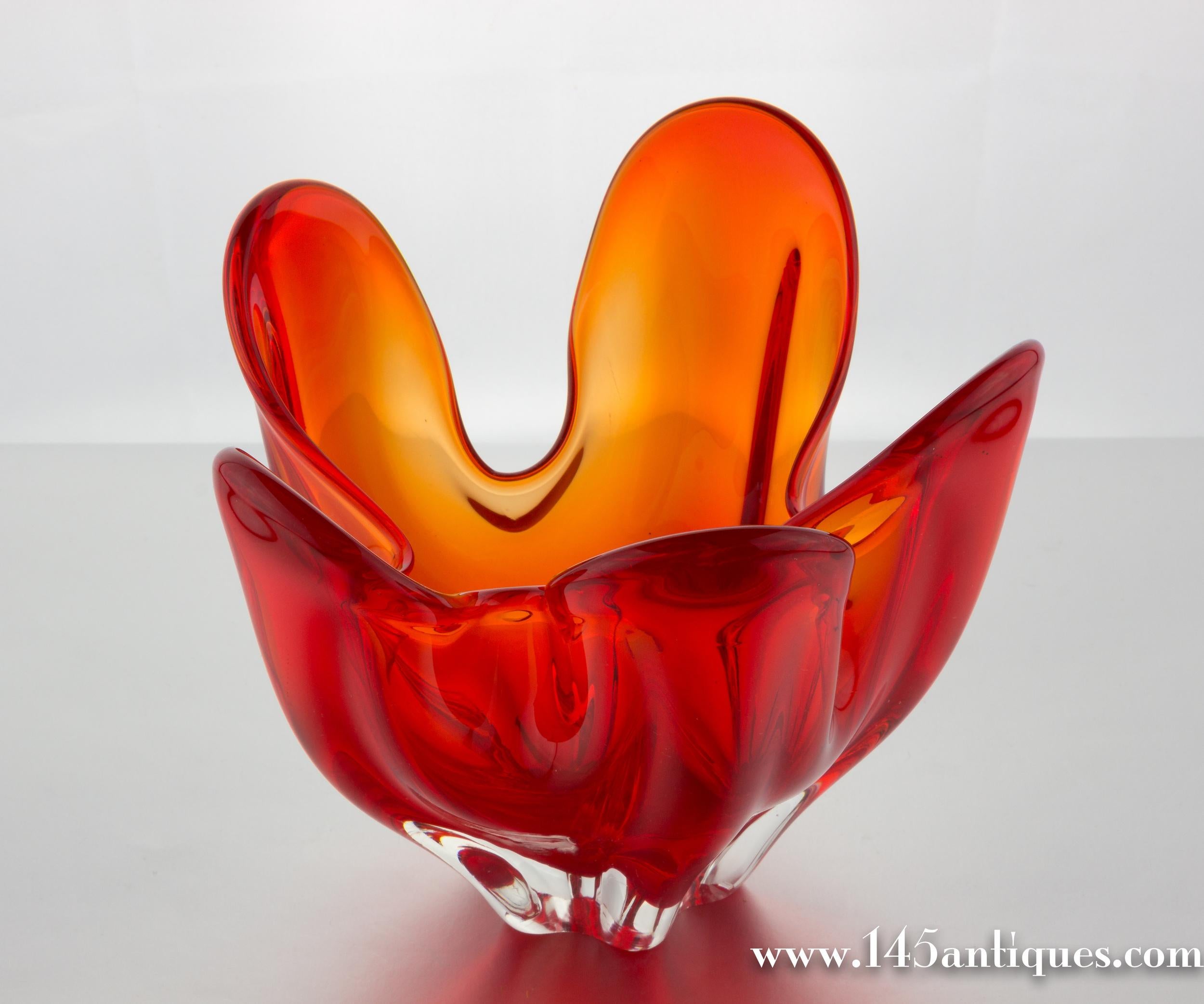 Mid-20th Century Mid Century Amberina Glass Dish For Sale