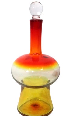 Mid Century Amberina Stoppered Bottle att. to Blenko