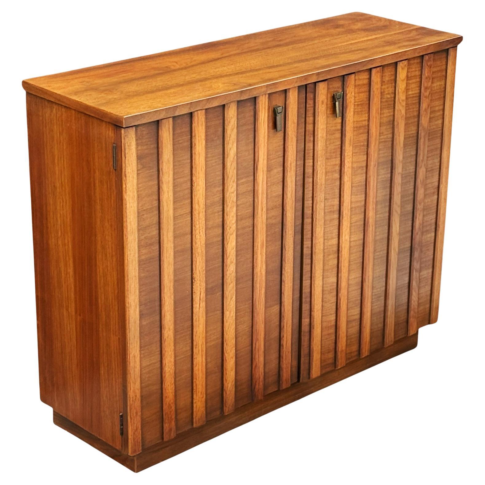 Mid-Century American Art Deco Modern Shallow Depth Storage Cabinet in Walnut