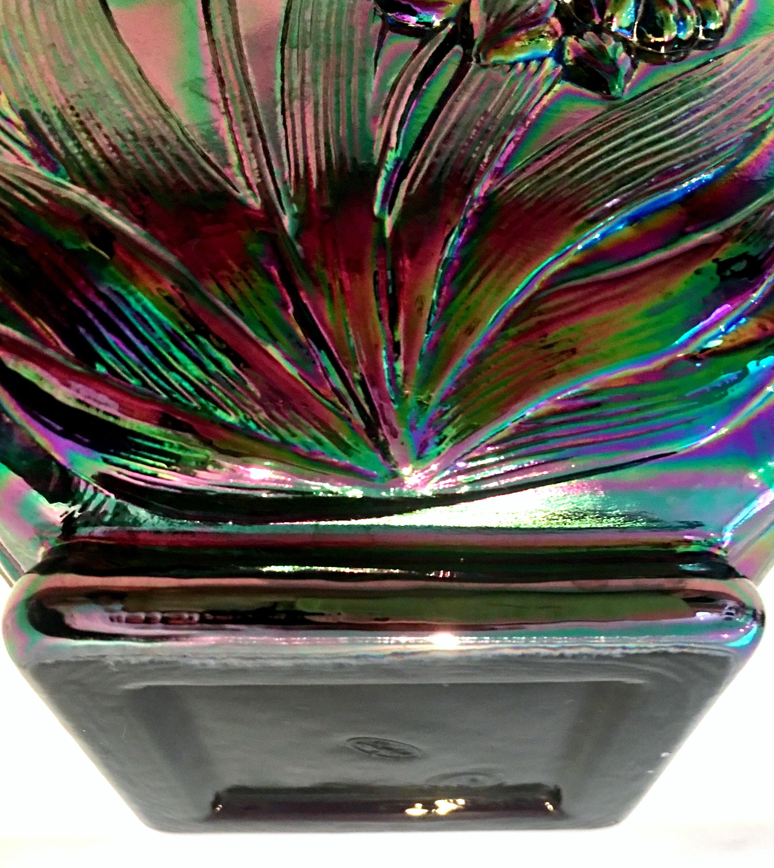 Midcentury American Art Nouveau Iridescent Art Glass Bowls Set of Three Pieces 13