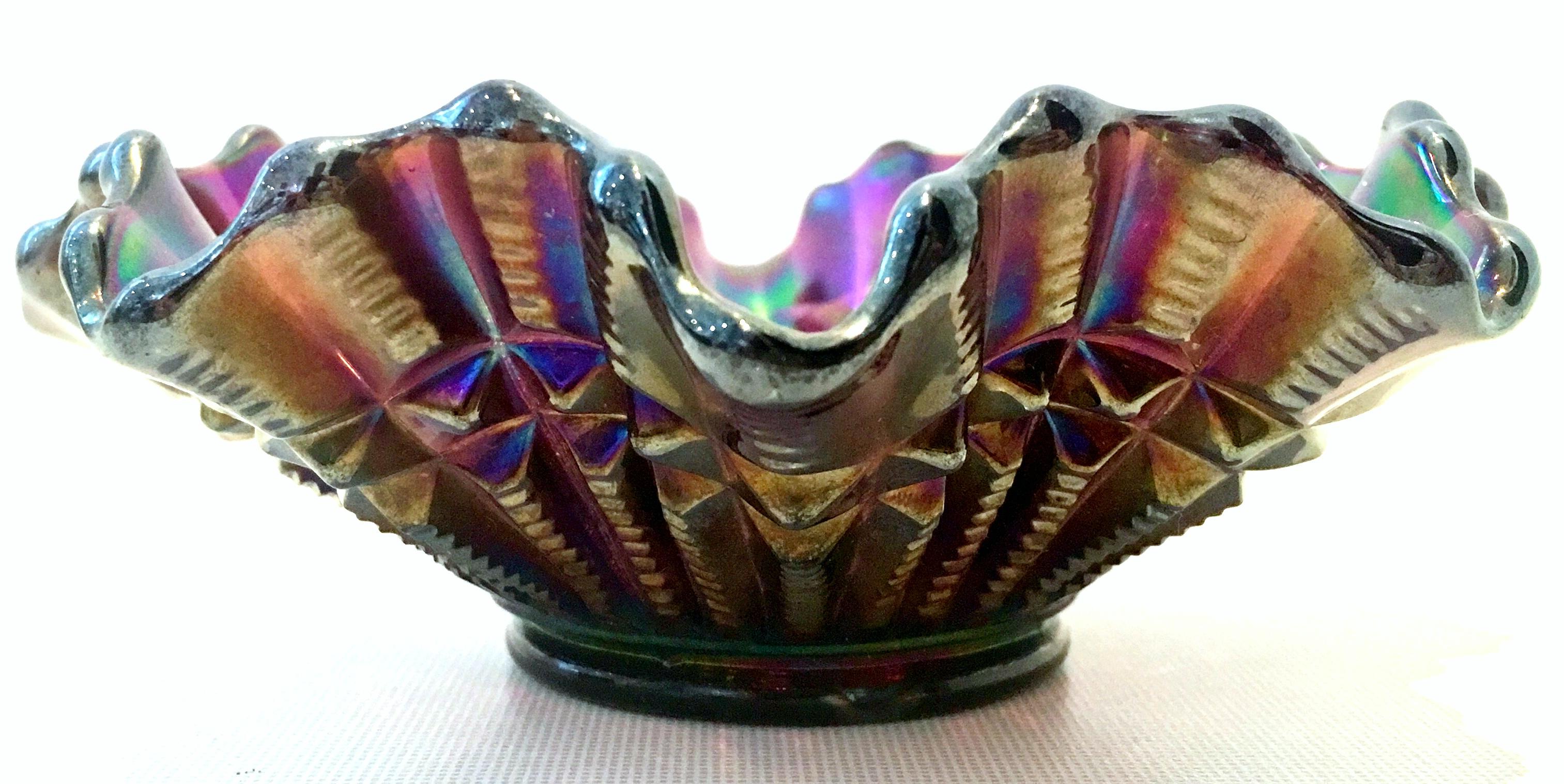 Midcentury American Art Nouveau Iridescent Art Glass Bowls Set of Three Pieces In Good Condition In West Palm Beach, FL
