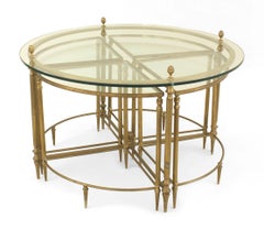 American Mid-Century Brass and Glass Coffee Table Set