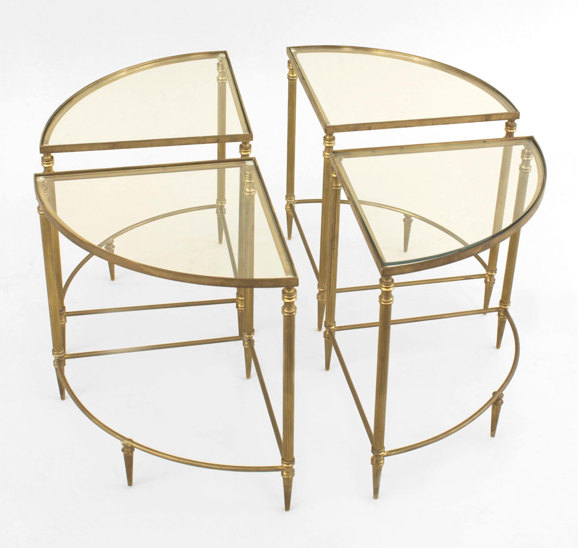 20th Century American Mid-Century Brass and Glass Coffee Table Set For Sale