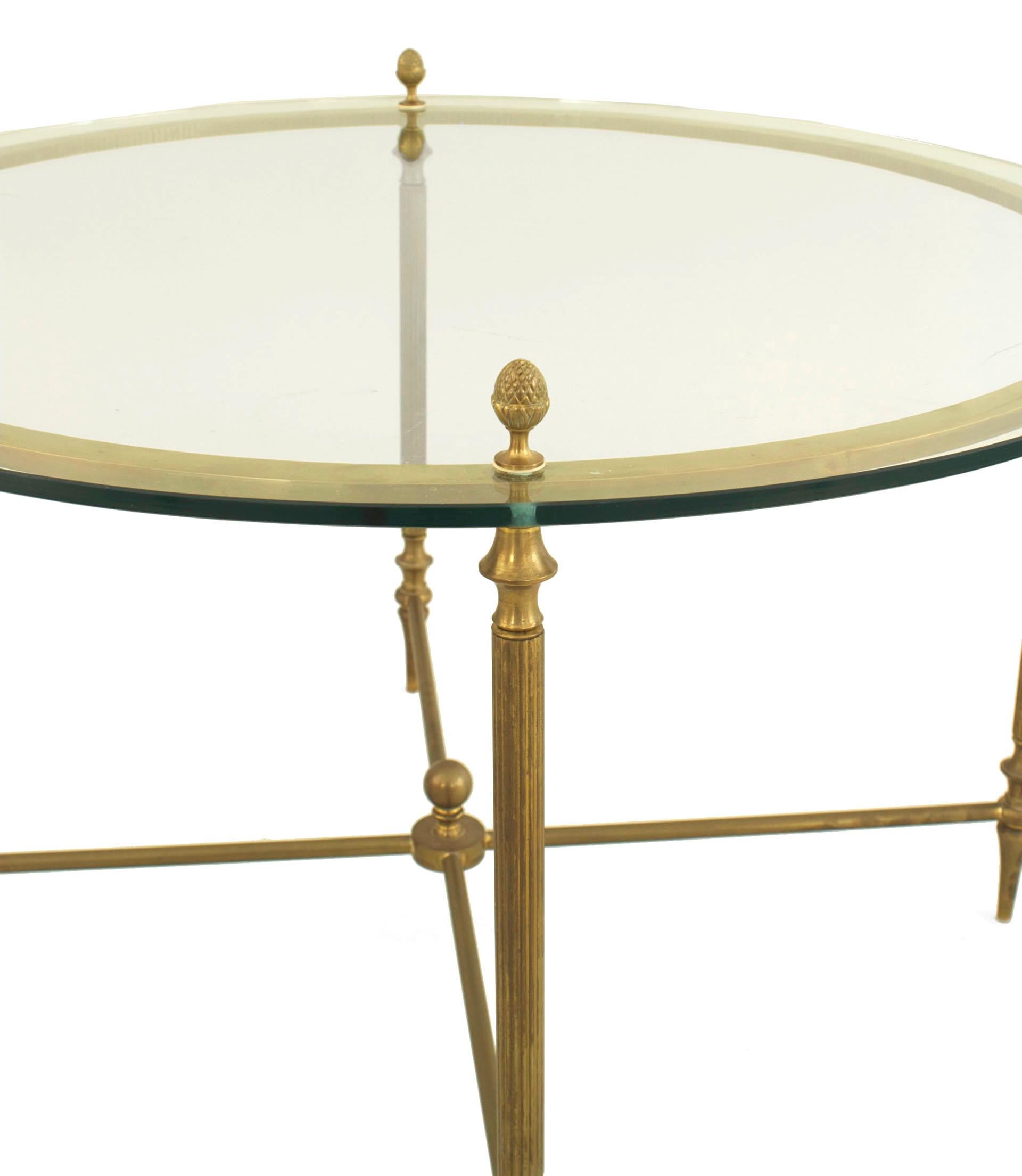 American Mid-Century Brass and Glass Coffee Table Set For Sale 1