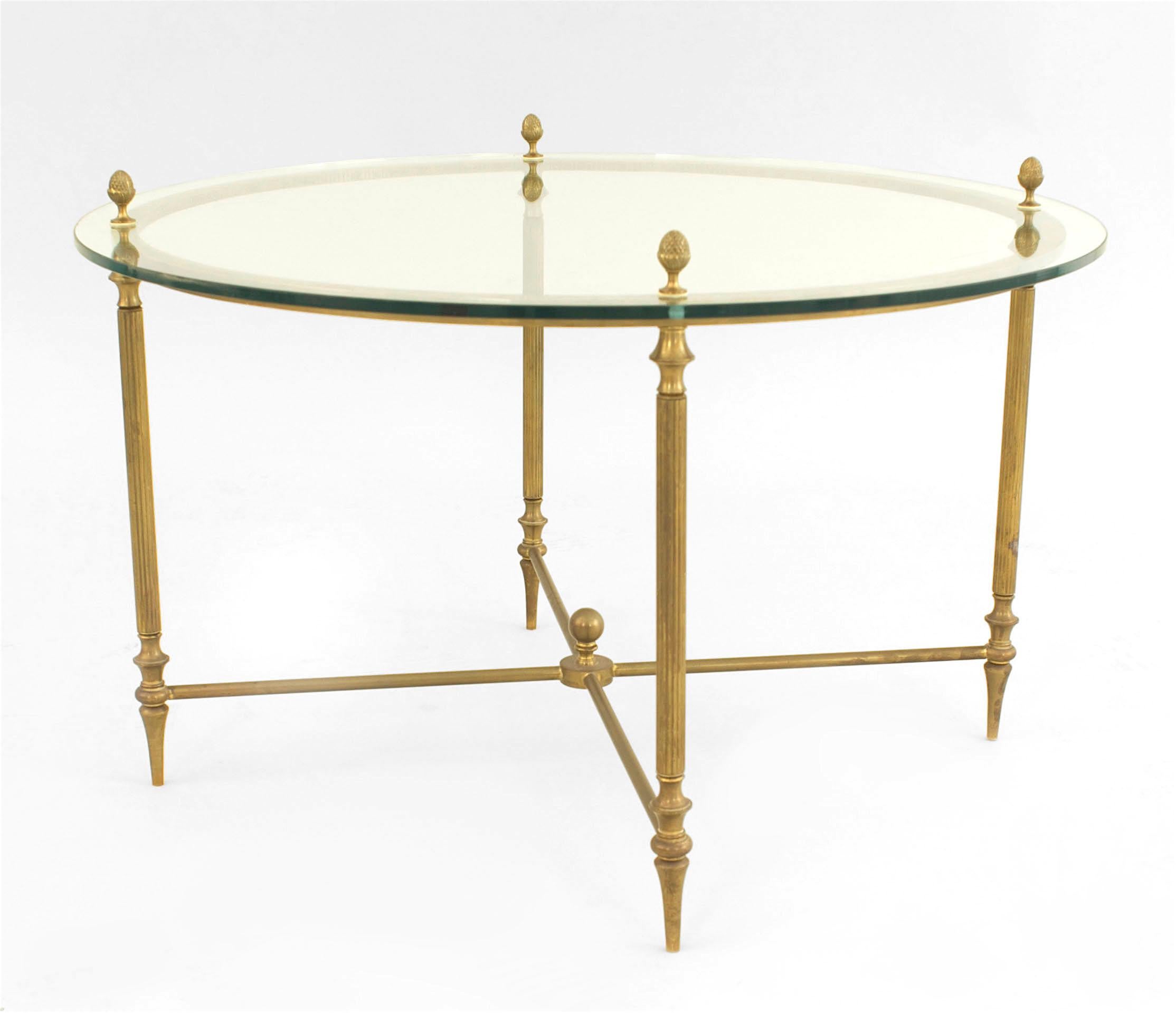 American Mid-Century Brass and Glass Coffee Table Set For Sale 2