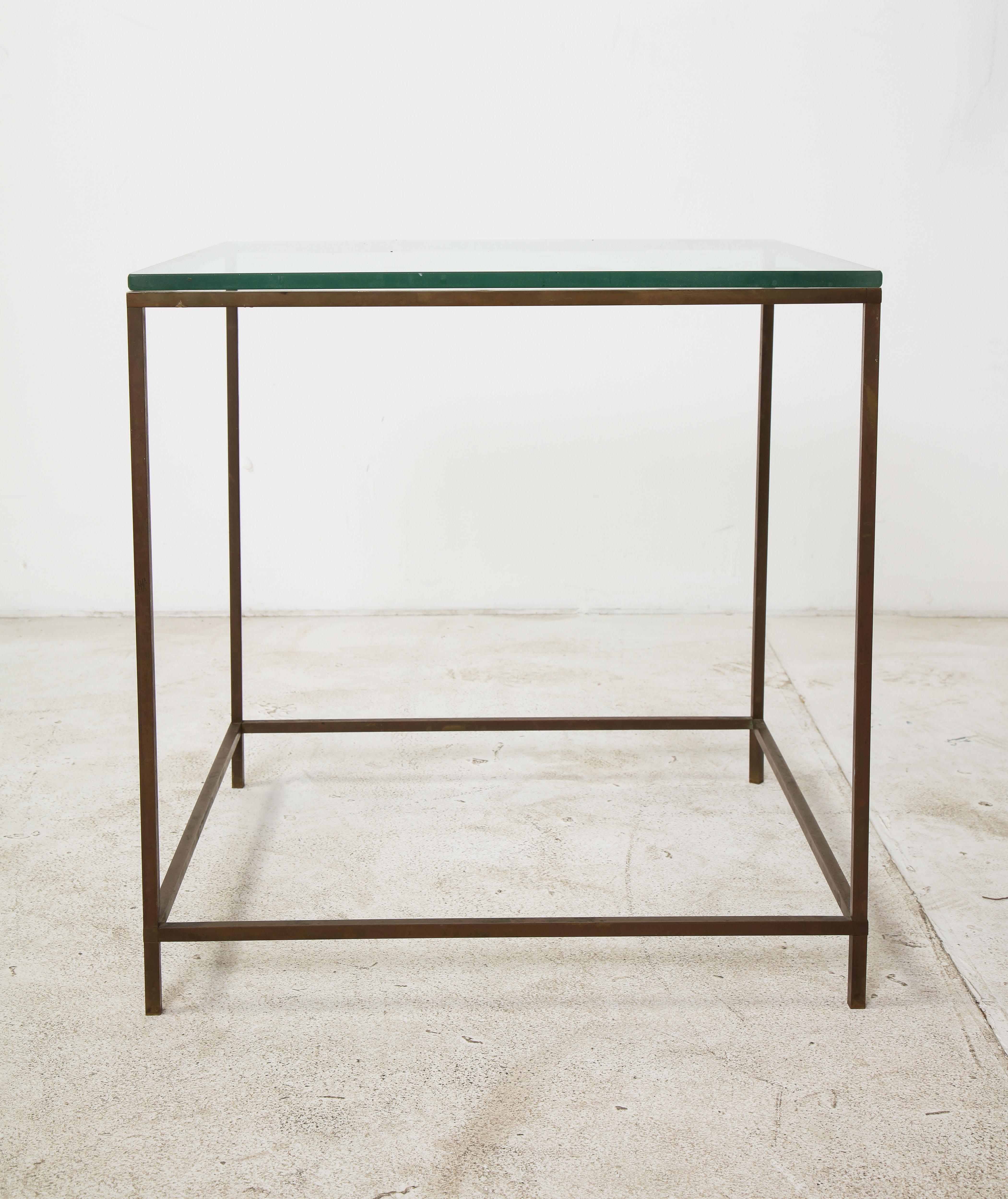 Mid-20th Century Midcentury American Bronze and Glass Side Table, circa 1950