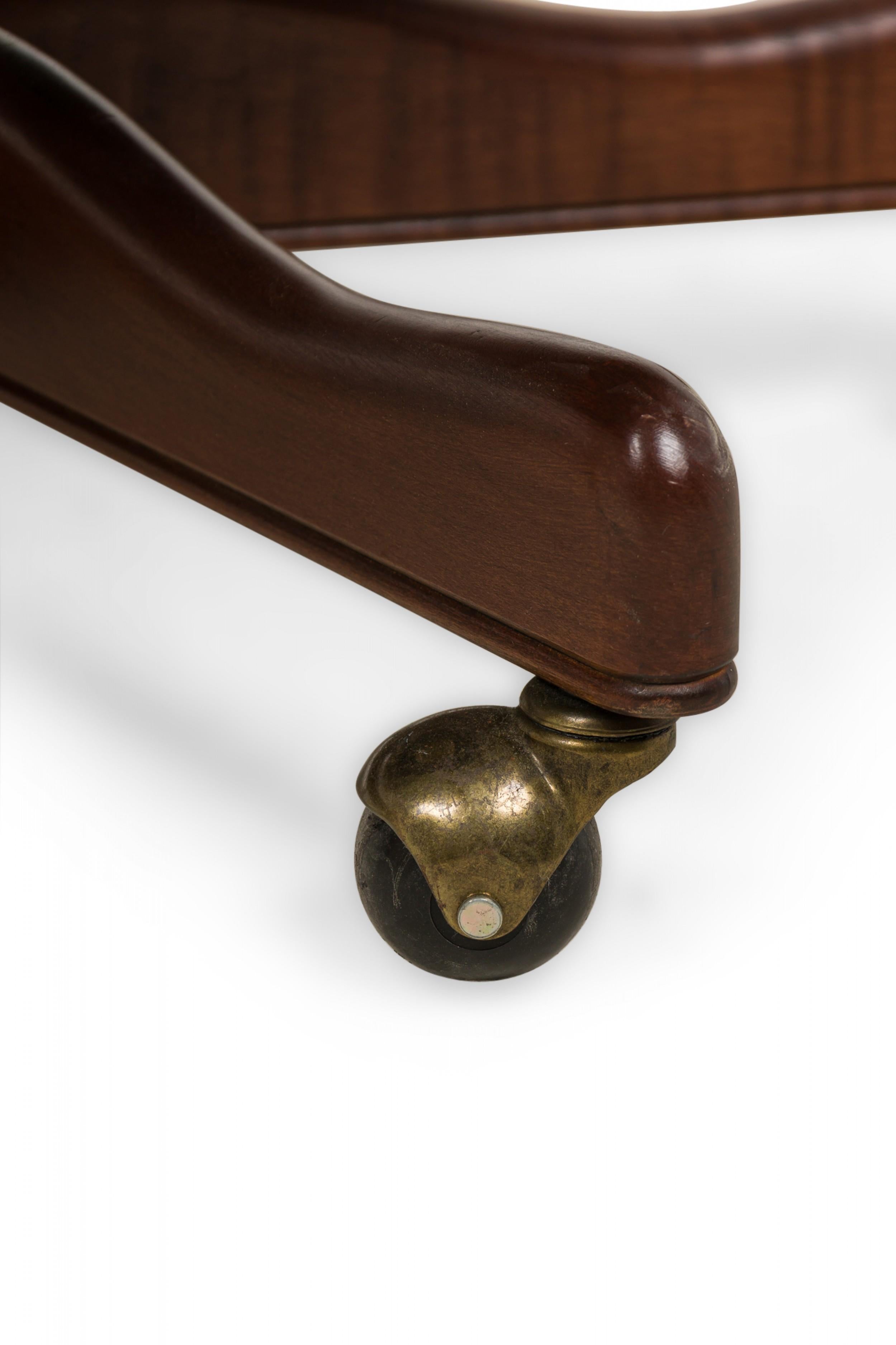 Laiton Chaise de bureau Wingback en cuir marron American Mid-Century en vente