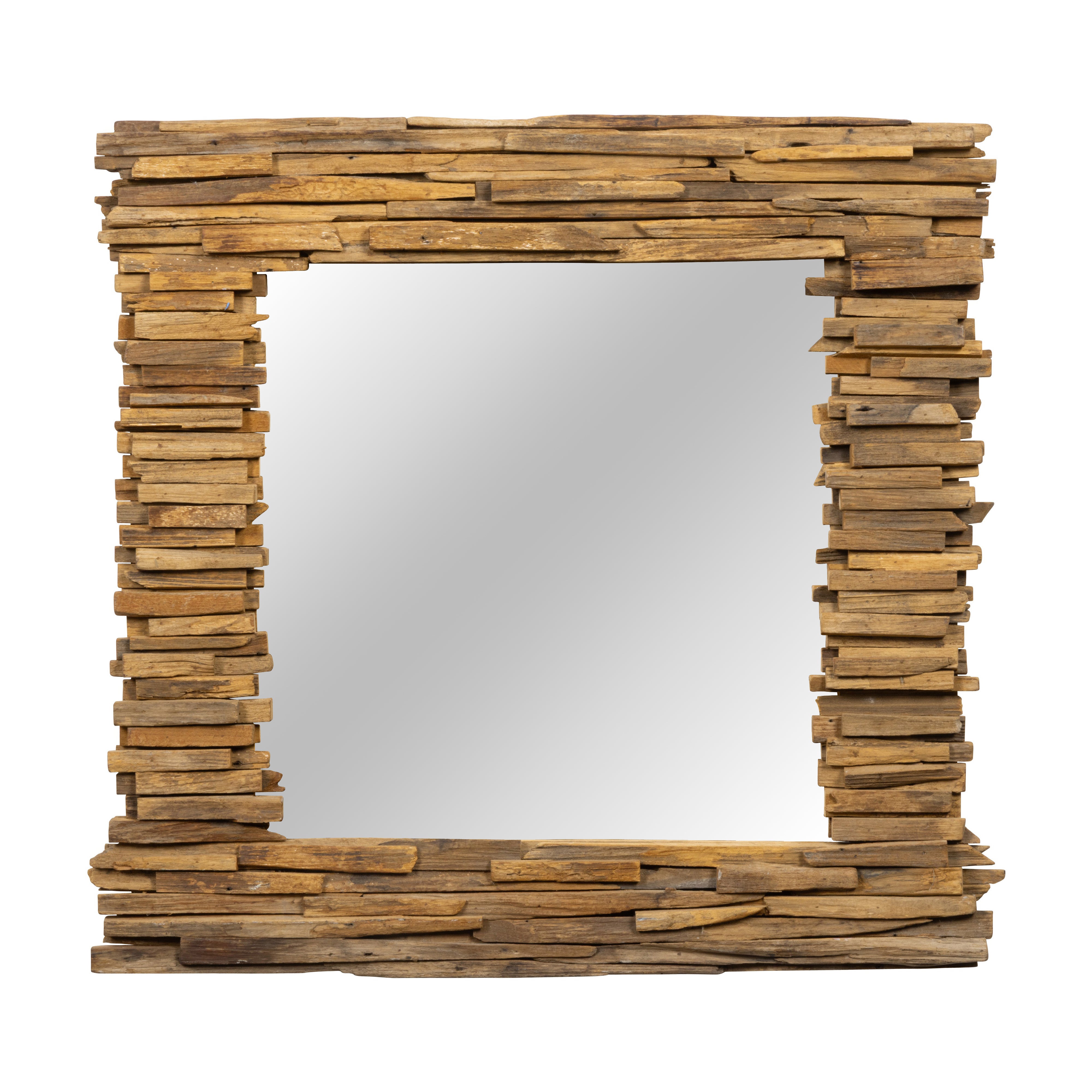 Mid-Century American Brutalist Sculptural Wood Mirror For Sale