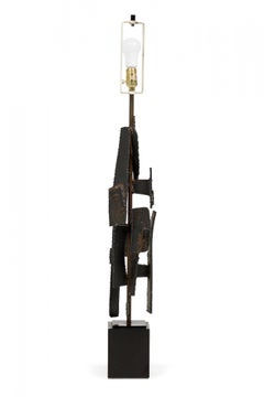 Mid-Century American Brutalist Welded Metal Abstract Table Lamp