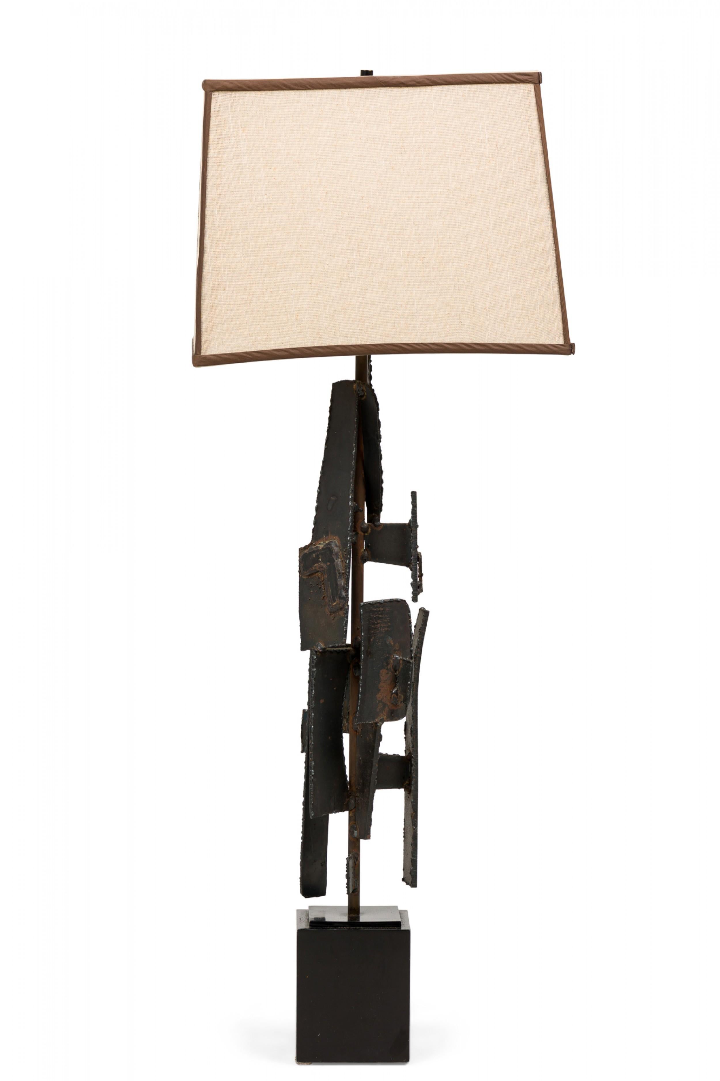 Mid-Century American Brutalist Welded Metal Abstract Table Lamp