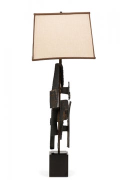 Mid-Century American Brutalist Welded Metal Abstract Table Lamp