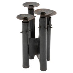 Mid Century american brutalist welded metal candelabrum