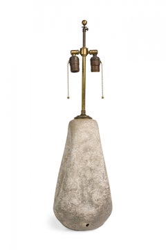 Mid-Century American Ceramic White Chalk Glazed Textured Table Lamp