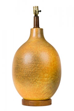Mid-Century American Ceramic Yellow / Orange Glazed Egg Table Lamp
